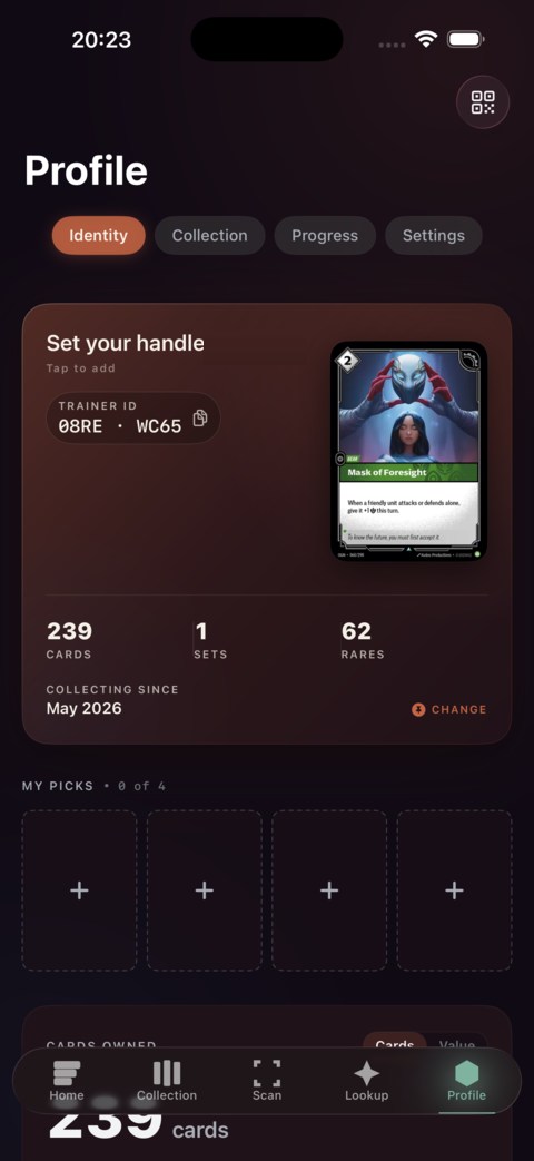 Trainer Pass collector profile card