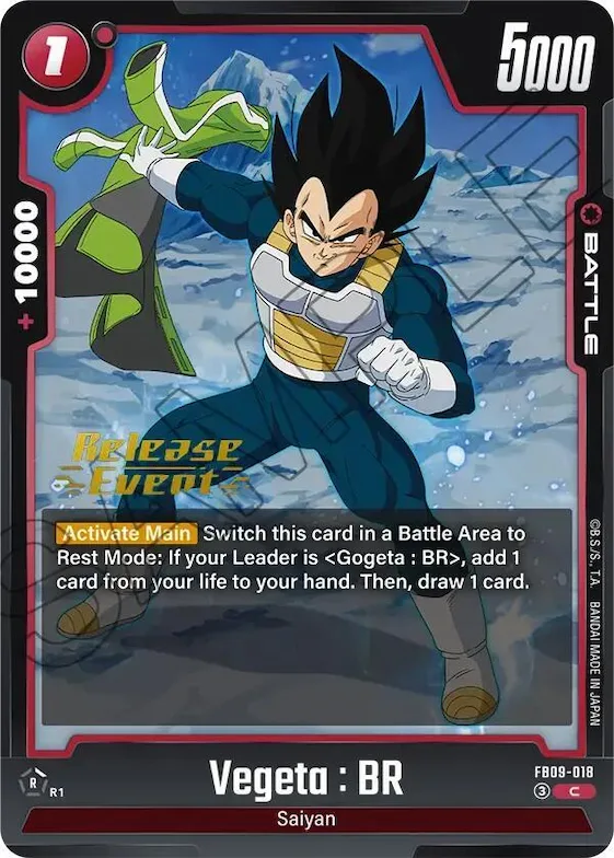 Vegeta : BR - FB09-018 #fb9-018 – Dual Evolution Release Event Cards