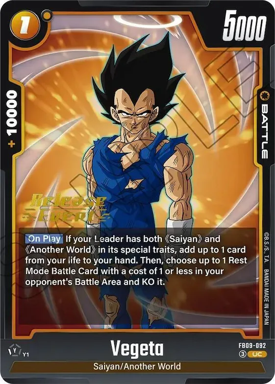 Vegeta - FB09-092 #fb9-092 – Dual Evolution Release Event Cards