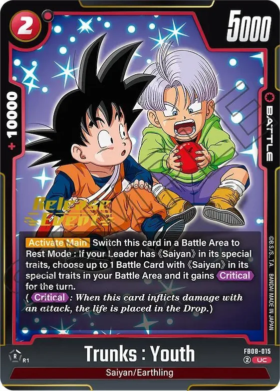 Trunks : Youth - FB08-015 #fb8-015 – Saiyan's Pride Release Event Cards