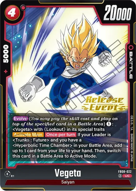 Vegeta - FB08-022 #fb8-022 – Saiyan's Pride Release Event Cards