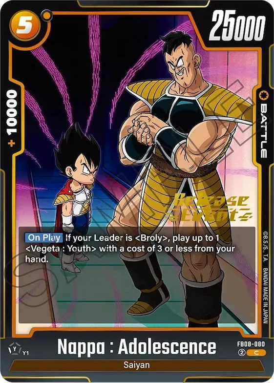 Nappa : Adolescence #fb8-080 – Saiyan's Pride Release Event Cards