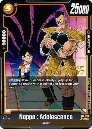 Nappa : Adolescence #fb8-080 – Saiyan's Pride Release Event Cards