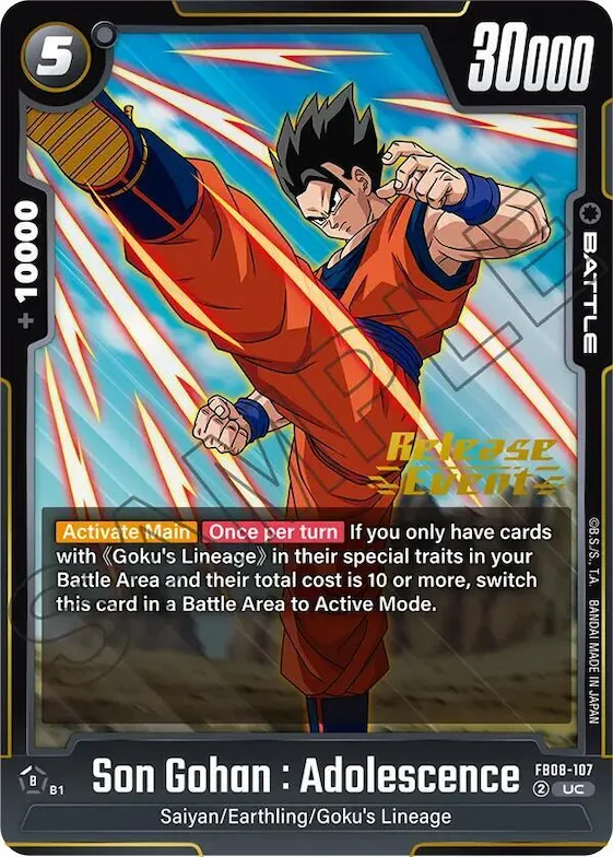 Son Gohan : Adolescence - FB08-107 #fb8-107 – Saiyan's Pride Release Event Cards