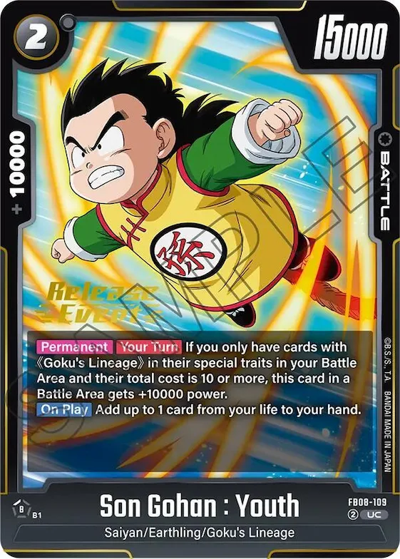 Son Gohan : Youth - FB08-109 #fb8-109 – Saiyan's Pride Release Event Cards