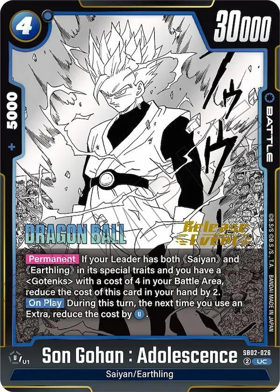 Son Gohan : Adolescence #sb2-026 – Manga Booster 02 Release Event Cards