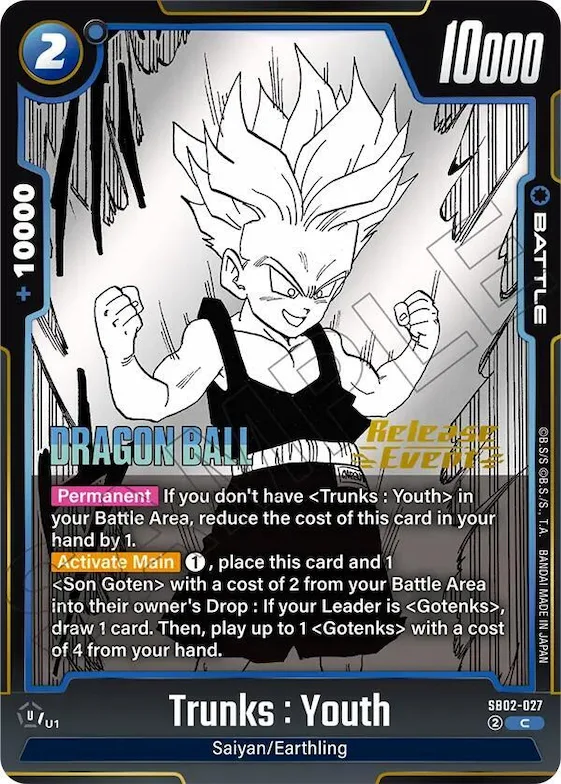 Trunks : Youth #sb2-027 – Manga Booster 02 Release Event Cards