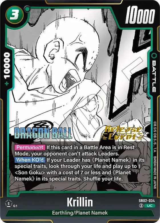 Krillin - SB02-034 #sb2-034 – Manga Booster 02 Release Event Cards