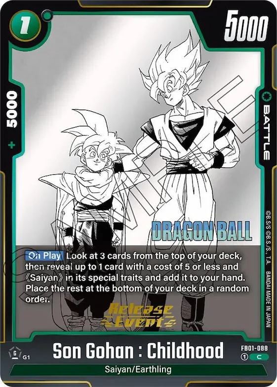 Son Gohan : Childhood #fb1-088 – Manga Booster 01 Release Event Cards