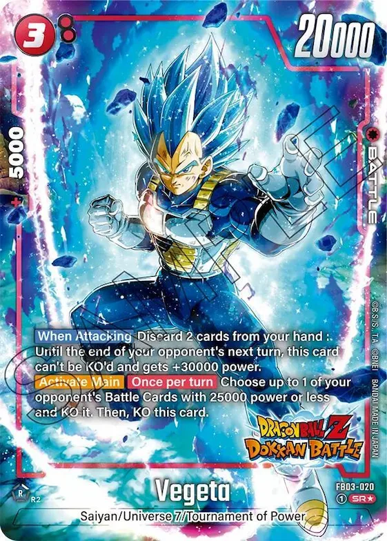 Vegeta - FB03-020 (Dragon Ball Z Dokkan Battle Alternate Art) #fb3-020 – Raging Roar Alternate Art Reprints