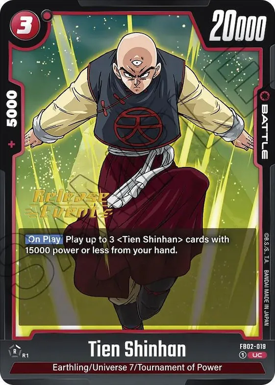 Tien Shinhan - FB02-019 #fb2-019 – Blazing Aura Release Event Cards
