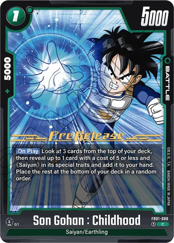 Son Gohan : Childhood - FB01-088 #fb1-088 – Awakened Pulse Pre-Release Cards