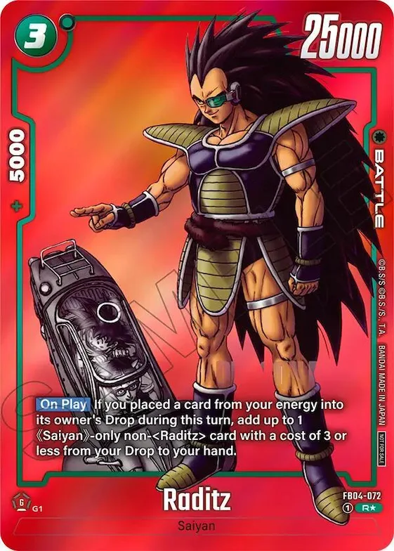 Raditz (Limited Pack MANGA Version 01) #fb4-072 – Tournament and Championship Promos