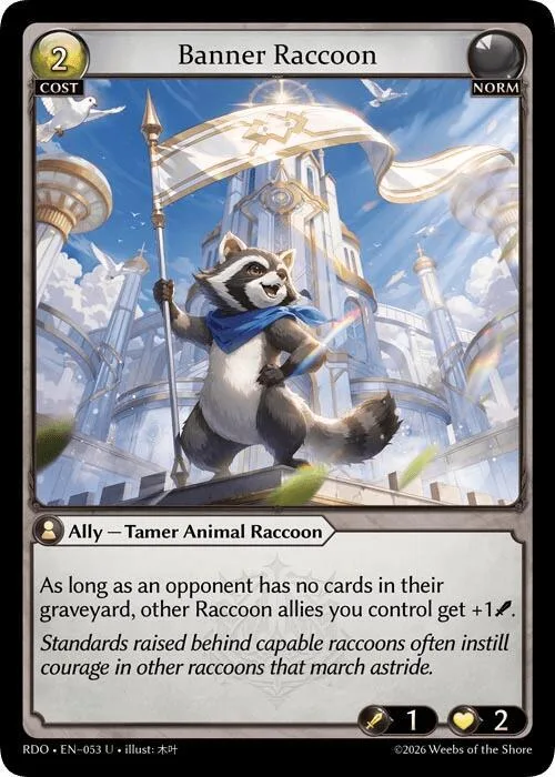 Banner Raccoon (Curio Foil) #53 – Radiant Origins