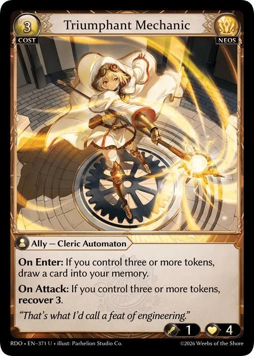 Triumphant Mechanic (Curio Foil) #371 – Radiant Origins