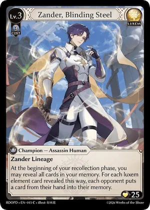 Zander, Blinding Steel (Extended Art) #15 – Radiant Origins: Pantheon