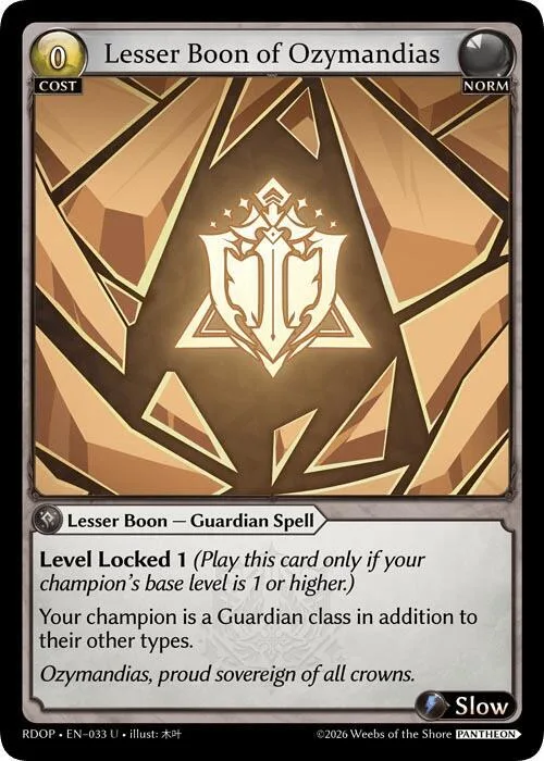 Lesser Boon of Ozymandias #33 – Radiant Origins: Pantheon