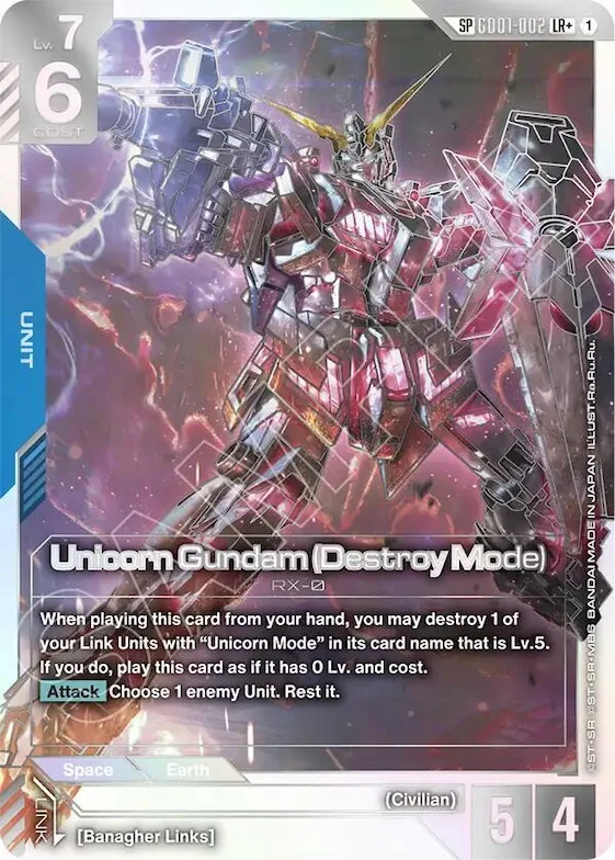 Unicorn Gundam (Destroy Mode) (SP) (LR+) #gd1-002 – Phantom Aria