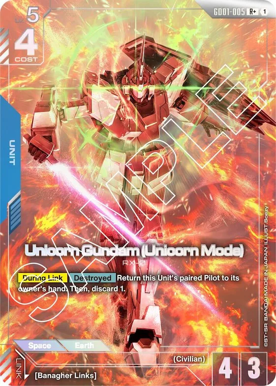 Unicorn Gundam (Unicorn Mode) (R+) #gd1-005 – Newtype Rising