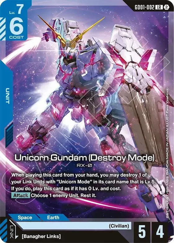 Unicorn Gundam (Destroy Mode) #gd1-002 – Deck Build Box Freedom Ascension