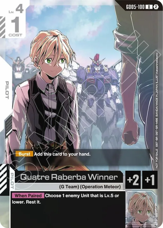 Quatre Raberba Winner (Event Pack 02) #gd5-100 – Gundam Promotional Cards