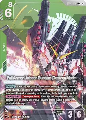 Full Armor Unicorn Gundam (Destroy Mode) (LR+) #st14-006 – Starter Deck 14: Heavy Dominion