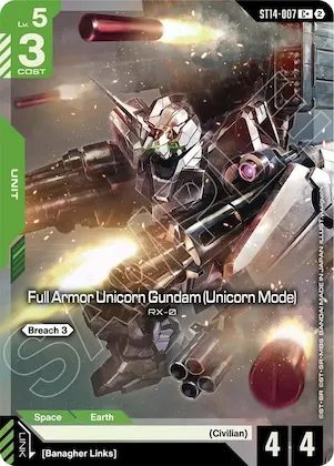 Full Armor Unicorn Gundam (Unicorn Mode) (C+) #st14-007 – Starter Deck 14: Heavy Dominion