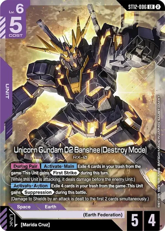 Unicorn Gundam 02 Banshee (Destroy Mode) #st12-006 – Starter Deck 12: Raging Onslaught