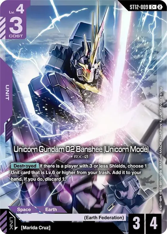 Unicorn Gundam 02 Banshee (Unicorn Mode) (C+) #st12-009 – Starter Deck 12: Raging Onslaught