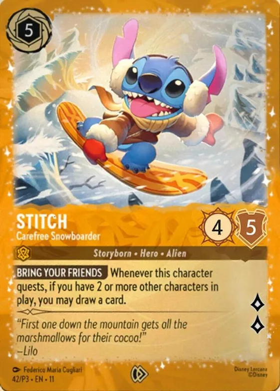 Stitch - Carefree Snowboarder #42 – Disney Lorcana Promo Cards