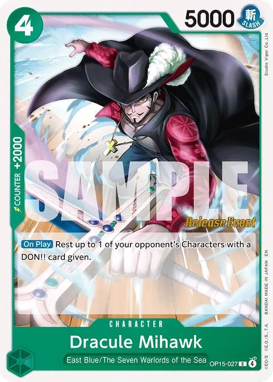 Dracule Mihawk op15-027 – OP15 – Adventure on Kami's Island Release Event Cards