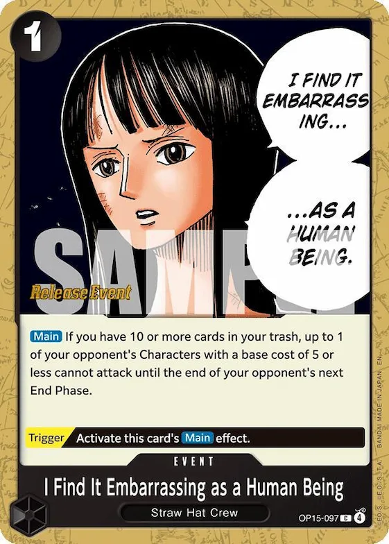 Désolée, mais en tant qu'être humain... c'est vraiment trop la honte op15-097 – OP15 – Adventure on Kami's Island Release Event Cards
