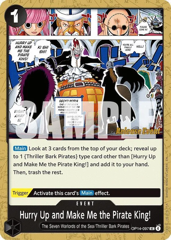Je veux que vous fassiez de moi le roi des pirates !! op14-097 – OP14 – The Azure Sea's Seven Release Event Cards