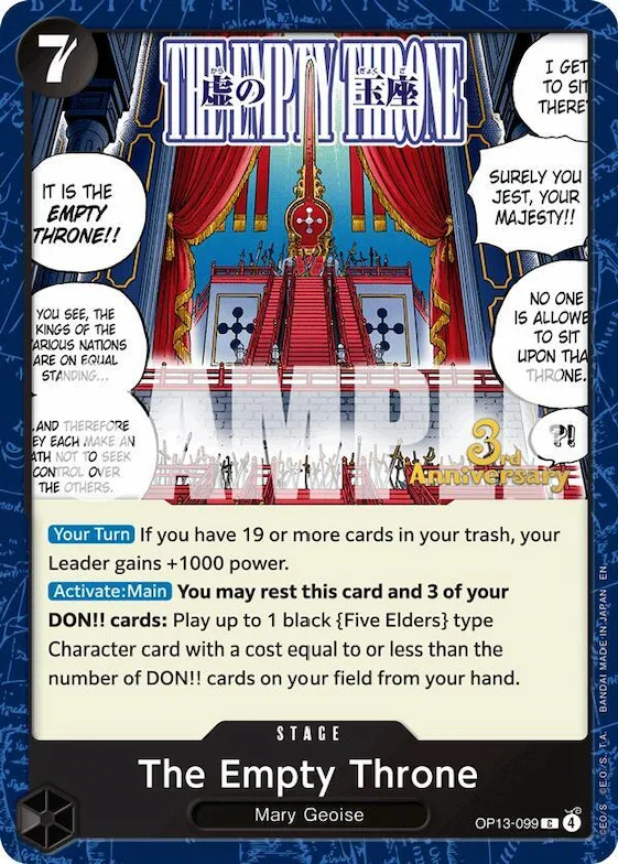 Le trône vide op13-099 – OP13 – Carrying On His Will: 3rd Anniversary Tournament Cards