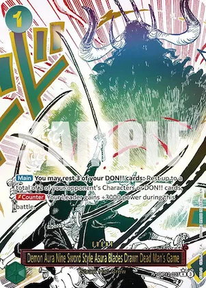 Demon Aura Nine Sword Style Asura Blades Drawn Dead Man's Game (Alternate Art) #op12-037 – Legacy of the Master