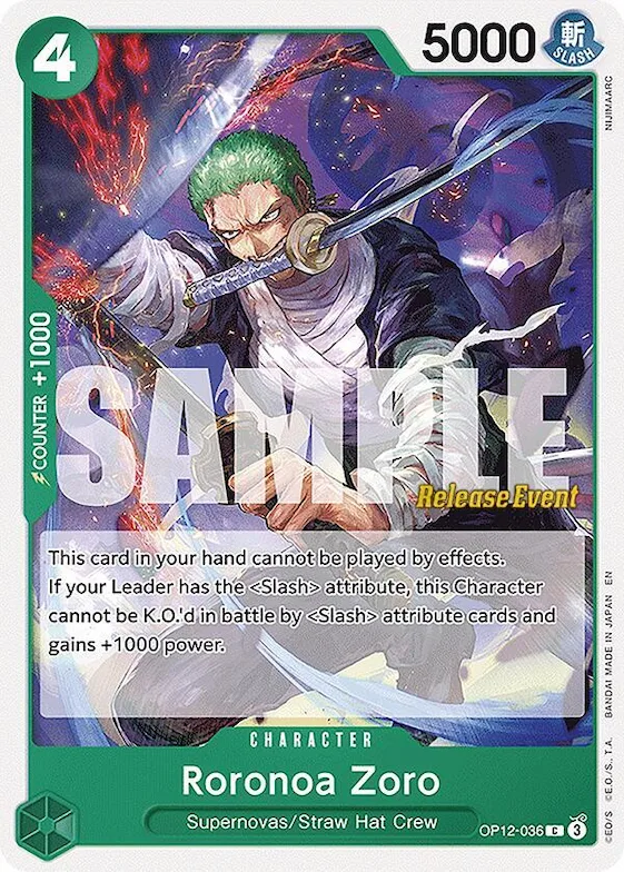 Roronoa Zoro (036) #op12-036 – Legacy of the Master Release Event Cards