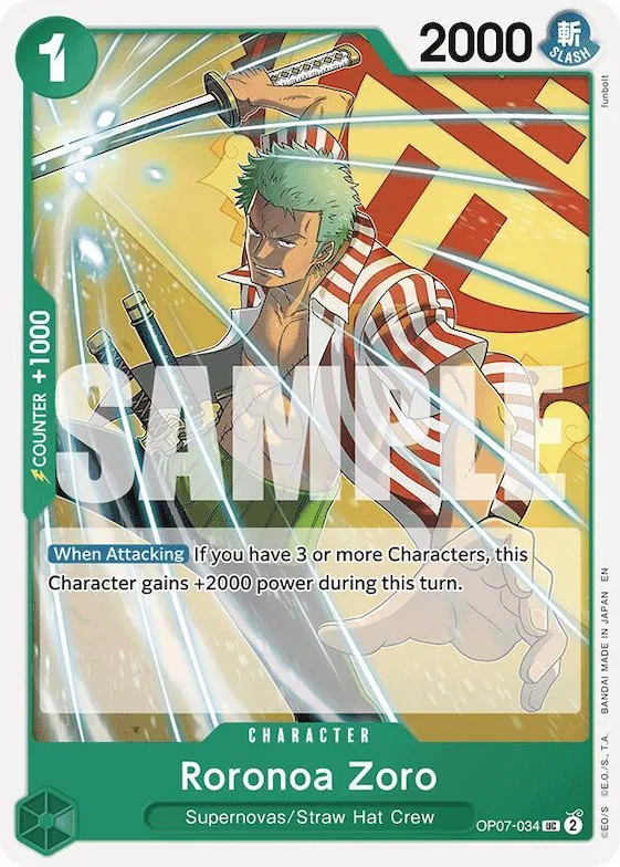 Roronoa Zoro (Reprint) #op7-034 – Starter Deck 24: GREEN Jewelry Bonney