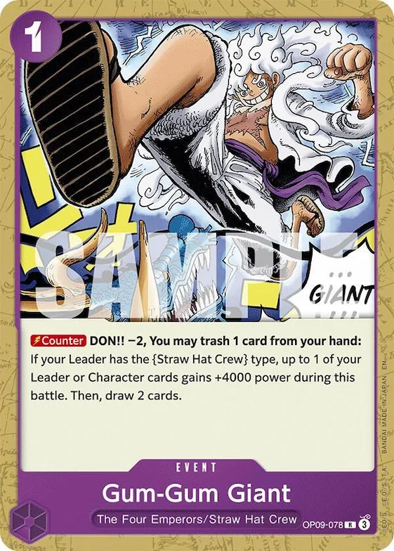 Gum-Gum Giant (Reprint) #op9-078 – Starter Deck 26: PURPLE/BLACK Monkey.D.Luffy