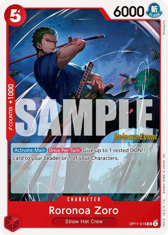 Roronoa Zoro #op11-016 – A Fist of Divine Speed Release Event Cards