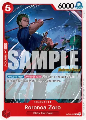 Roronoa Zoro #op11-016 – A Fist of Divine Speed Release Event Cards