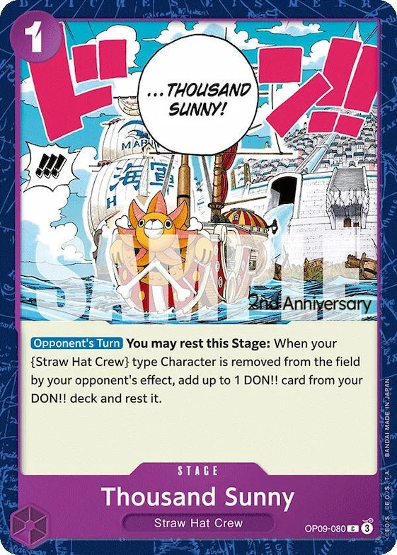 Thousand Sunny op9-080 – OP09 – Emperors in the New World: 2nd Anniversary Tournament Cards