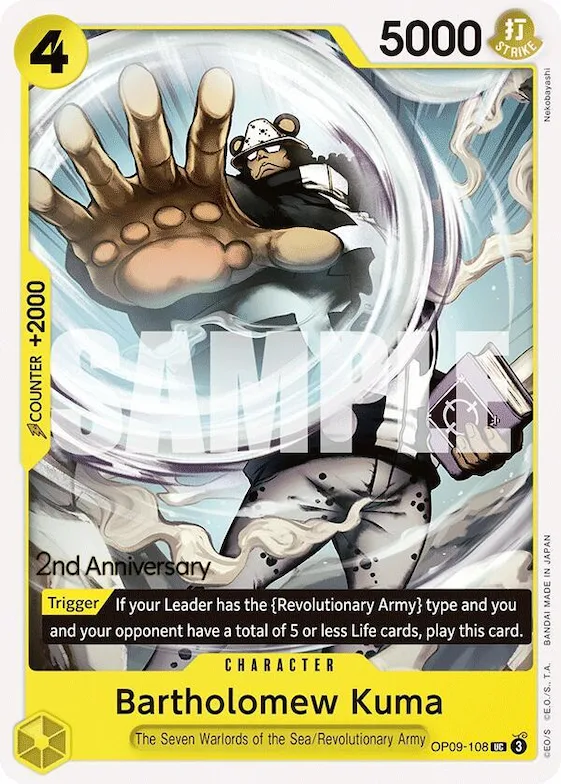 Bartholomew Kuma #op9-108 – Emperors in the New World: 2nd Anniversary Tournament Cards