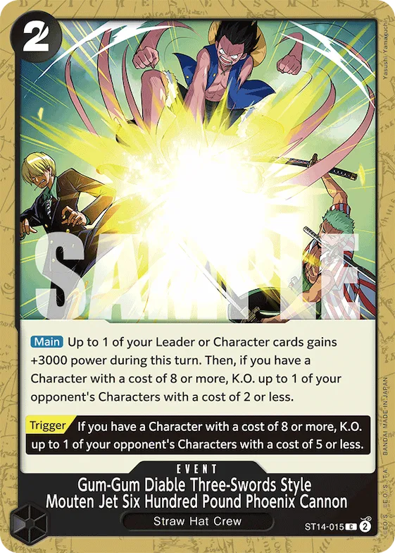 Gum-Gum Diable Three-Swords Style Mouten Jet Six Hundred Pound Phoenix Cannon #st14-015 – Starter Deck 14: 3D2Y