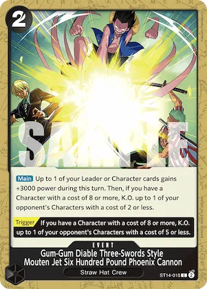 Gum-Gum Diable Three-Swords Style Mouten Jet Six Hundred Pound Phoenix Cannon #st14-015 – Starter Deck 14: 3D2Y