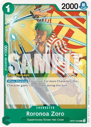 Roronoa Zoro (034) op7-034 – OP07 – 500 Years in the Future Pre-Release Cards