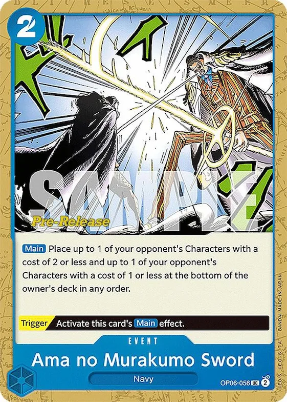 Ama no Murakumo Sword #op6-056 – Wings of the Captain Pre-Release Cards