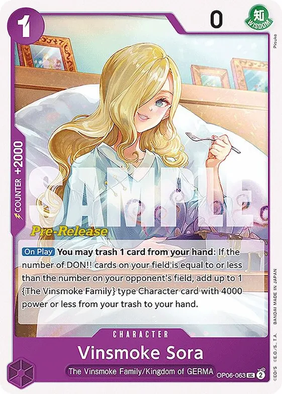 Sora Vinsmoke op6-063 – OP06 – Wings of the Captain Pre-Release Cards