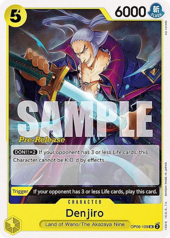 Denjiro op6-109 – OP06 – Wings of the Captain Pre-Release Cards