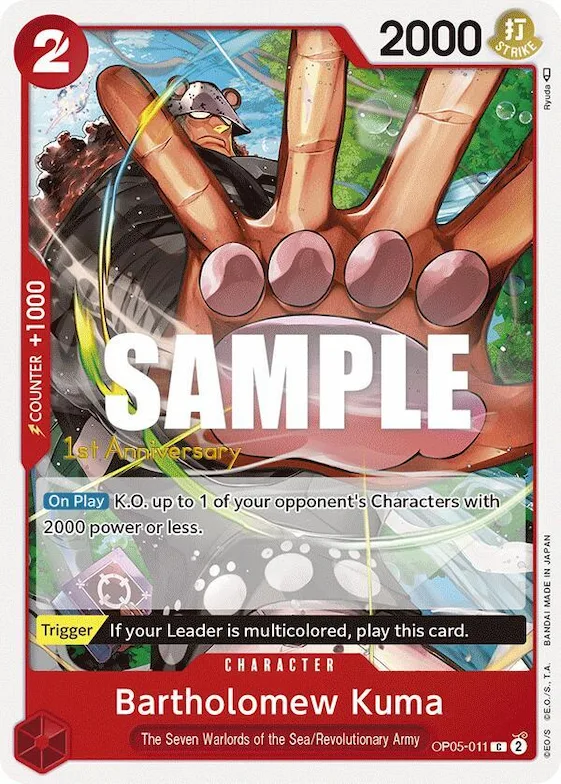 Bartholomew Kuma #op5-011 – Awakening of the New Era: 1st Anniversary Tournament Cards