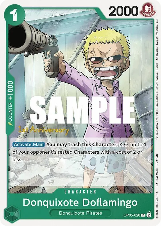 Donquixote Doflamingo (028) #op5-028 – Awakening of the New Era: 1st Anniversary Tournament Cards